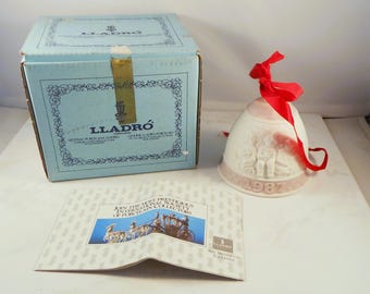 Lladro Porcelain Christmas Bell for 1987 In Original Box With Catalogue