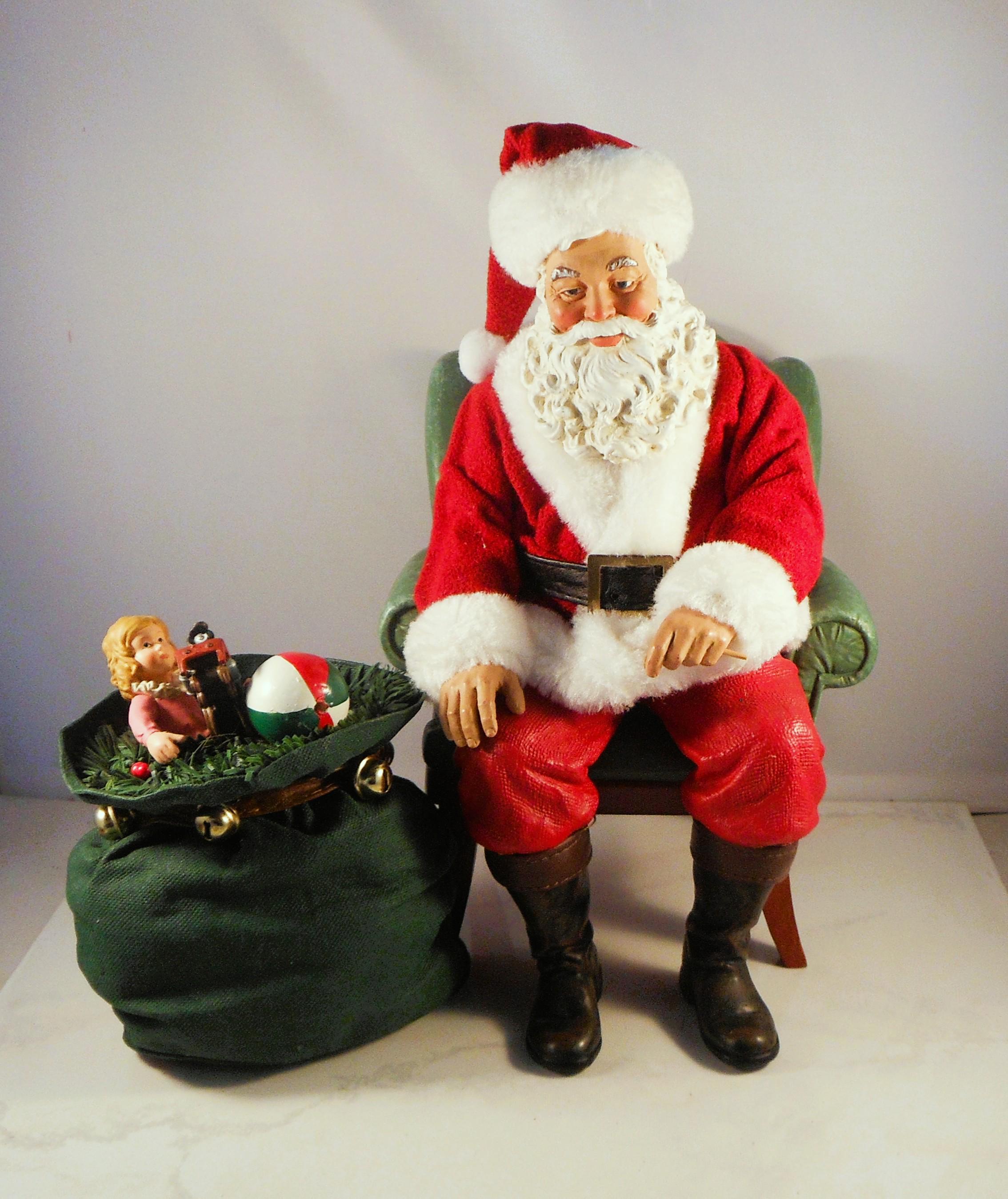 Possible Dreams Clothtique Sitting Santa With Bag of Toys - Great