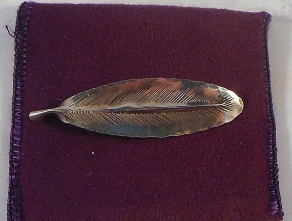 Vintage Sterling Silver Feather Brooch Made by St… - image 3