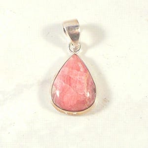 Sterling Silver Pendant With Lovely Piece of Rhodochrosite - Great Colors of Pink - Natural Gemstone - Gift For Her
