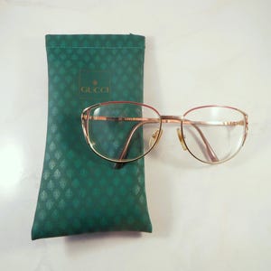 Marked Gucci Vintage GG 2273 Z41 Mauve Gold Eyeglasses Frames 55-17 130 Unisex Frames With Marked Gucci Eyeglass Holder