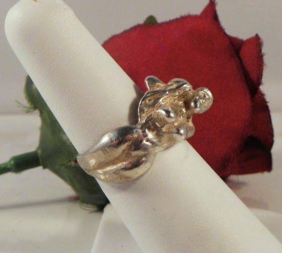 Handmade Unique Sterling Silver Ring Showing Two … - image 4