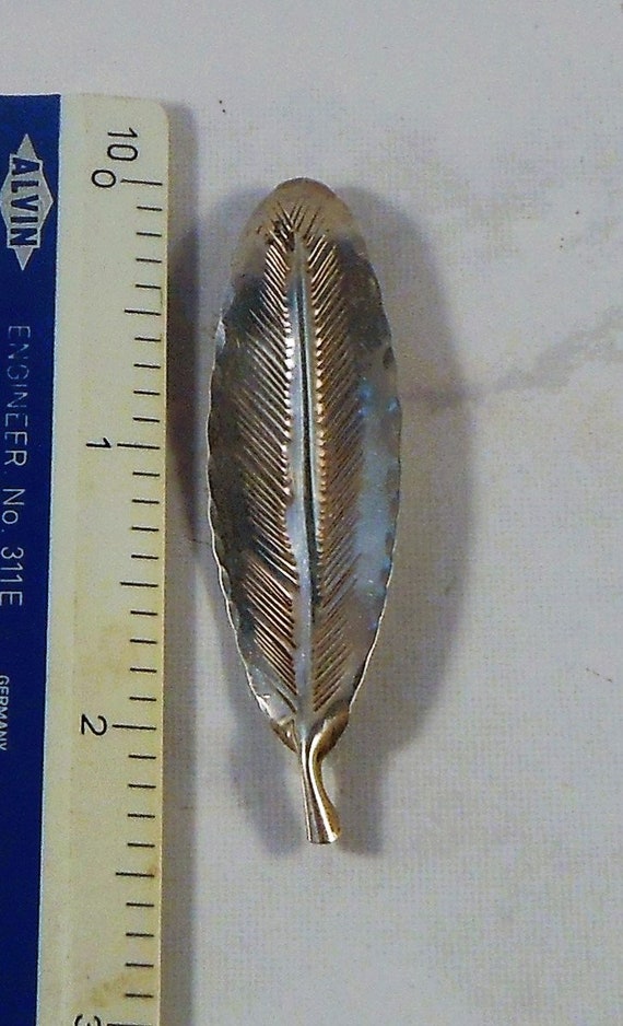 Vintage Sterling Silver Feather Brooch Made by St… - image 7