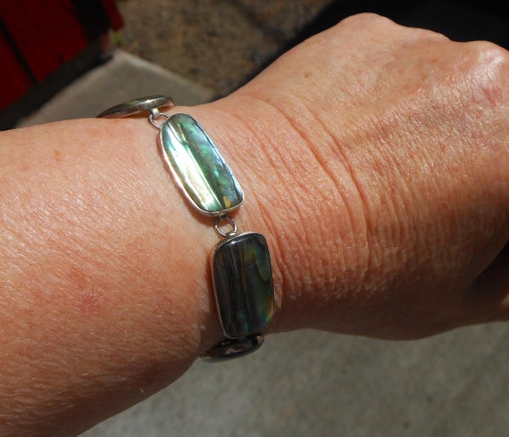 Sterling Silver Abalone Bracelet Made by Lucas La… - image 5