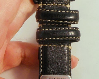Nine West Black Leather Belt With White Stitching & Silver  display picture 1
