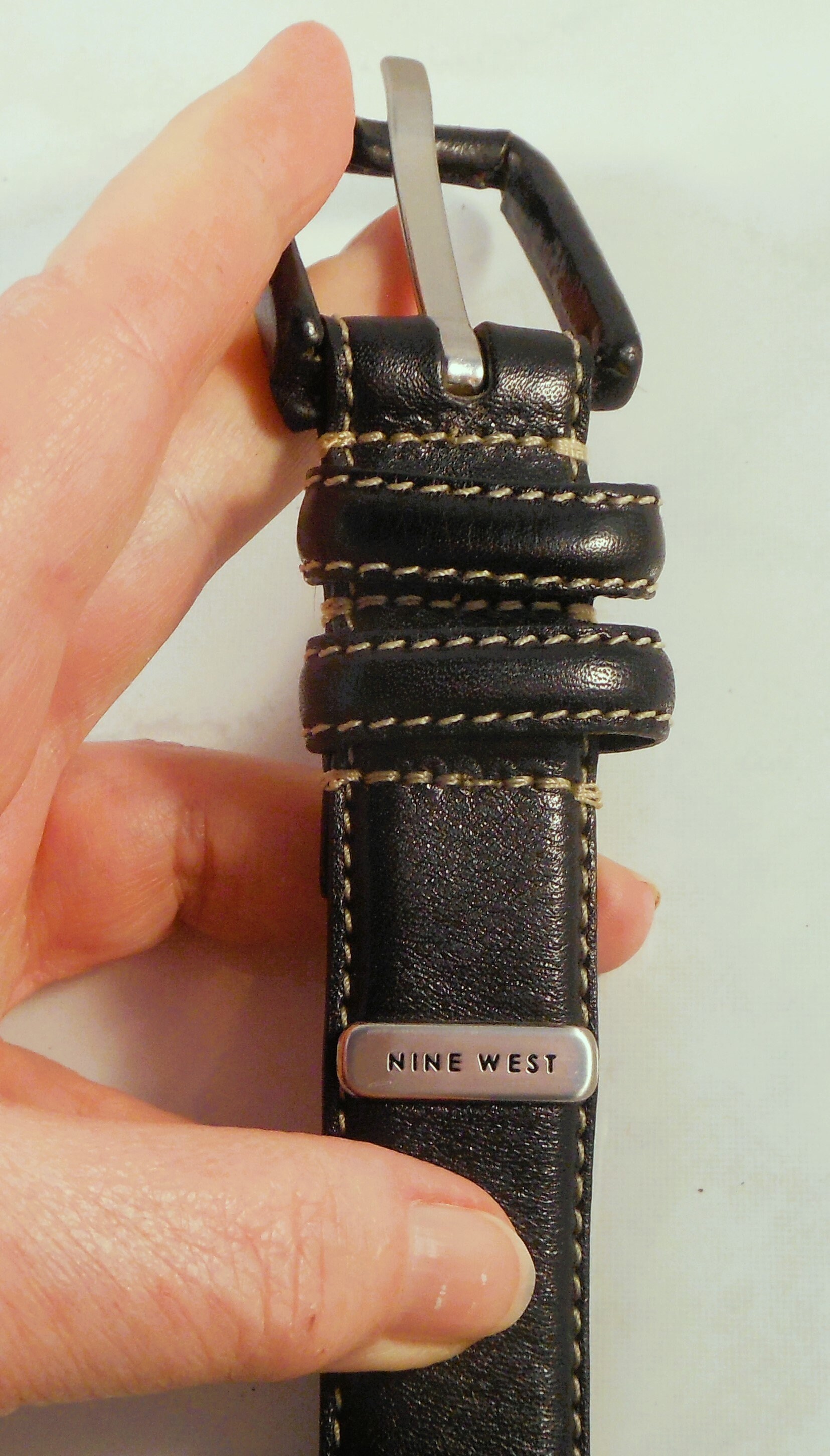 Nine West black white belt metal Amazon.com: Nine West Mens Belt Vegan Leather Regular Dress  main image 4