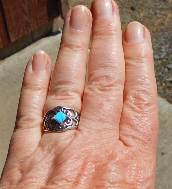 Sterling Silver Ring With Simulated Turquoise US … - image 5