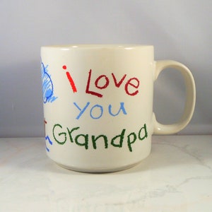 Tazza in ceramica super carina &quot;Ti amo nonno&quot; con scena di pesca realizzata da Russ - Ottimo regalo per il nipote da dare al nonno
