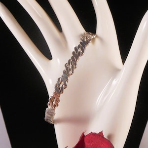 Sterling Silver Bangle Bracelet Made in Mexico With Abstract Raised Design -  For A Slightly Smaller Hand/Wrist
