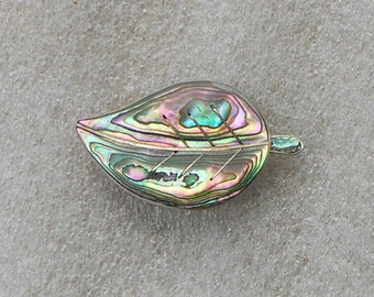 Sterling zilveren Abalone ingelegde pin in de vorm van een blad gemaakt in Mexico - Rainbow Abalone - Accent Pin - cadeau voor haar