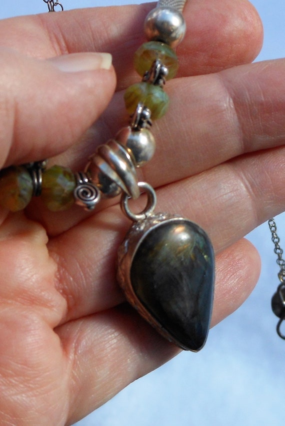 Artisan Sterling Silver Necklace With Labradorite… - image 6