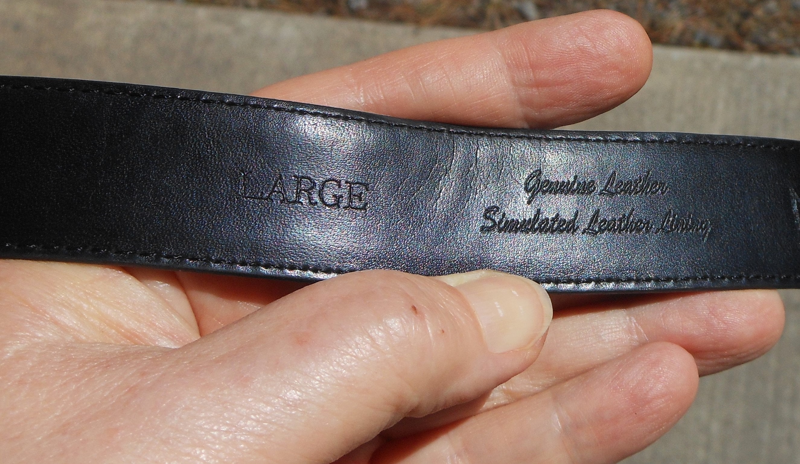 Nine West Black Leather Belt With White Stitching & Silver  display picture 1