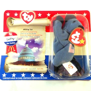 Ty Beanie Baby &quot;LEFTY&quot; The Donkey In Original Packaging Manufactured by McDonald&#39;s Corp - Collectible Beanie Baby