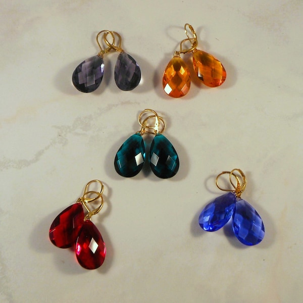 Your Choice Joan Rivers Teardrop Crystal Dangle Earrings - Leverback Earrings - Colorful Earrings