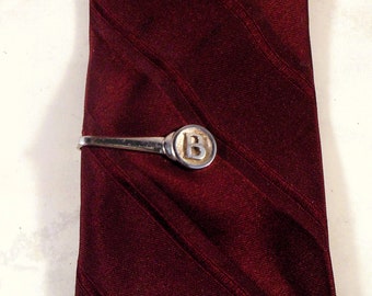 Silver Tone Tie Clip, Clasp, or Bar With "B" Initial - Classic Design - Made by Shields Fifth Avenue - Great Gift for Him