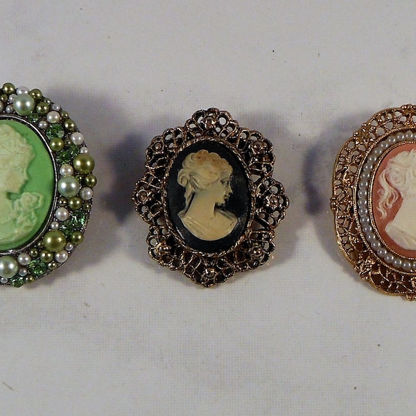 Your Choice of Cameo Brooch/Pin - All Larger Noticeable - Add That Vintage Look To Your Outfit