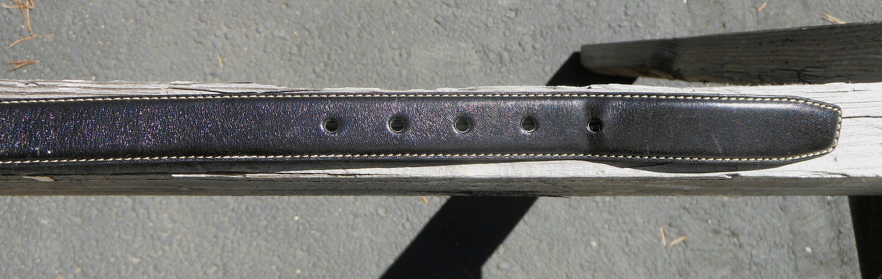 Nine West Black Leather Belt With White Stitching & Silver  display picture 2