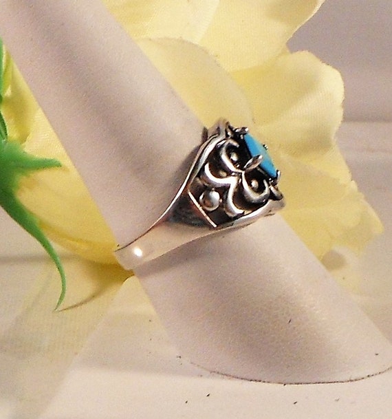 Sterling Silver Ring With Simulated Turquoise US … - image 3