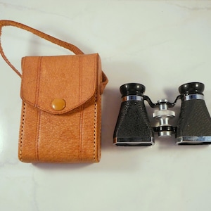 Vintage OFUNA Mini Binoculars or Opera Glasses 3 X 10 Magnification Comes With Original Leather Carrying Case Made in Japan