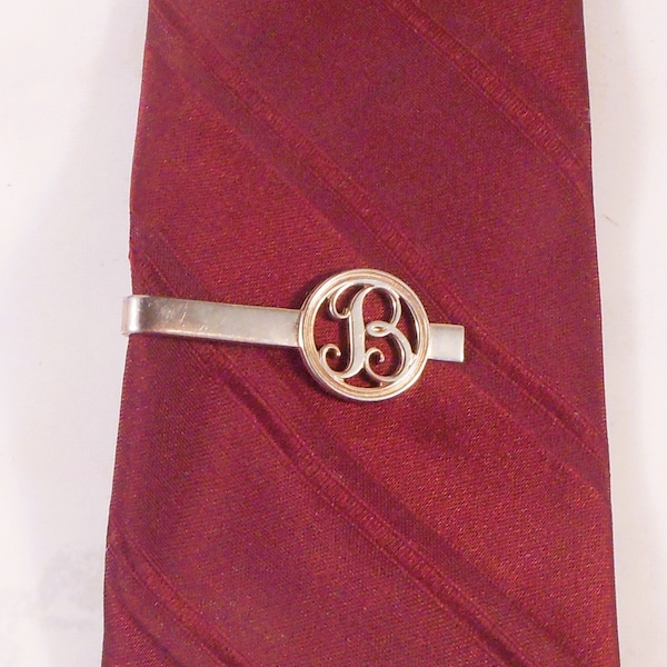 Gold Tone Tie Clip, Clasp, or Bar With "B" Initial - Classic Design - Great Gift for Him