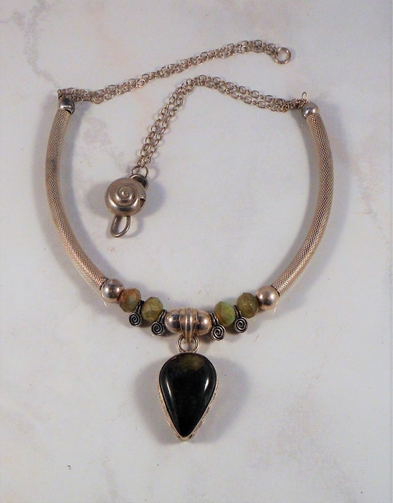 Artisan Sterling Silver Necklace With Labradorite… - image 2