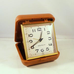 Vintage Westclox Travel Alarm or Clock Wind Up Clock In Plastic Case - Perfect For Travel and For Home Use