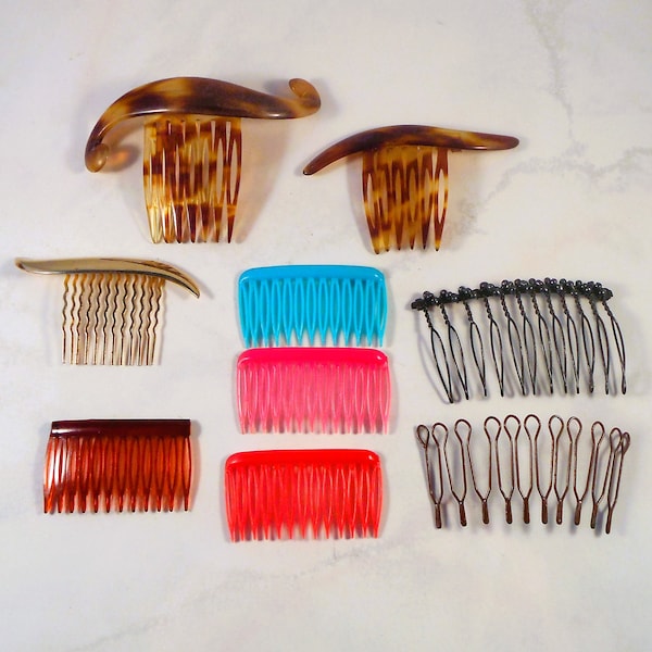 Group of Hair Combs - Plain, Fancy, Larger, Smaller