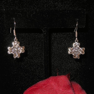 Sterling Silver Earrings in Form of Celtic Dara Knot Made by Waldeck Jewelers - Irish Celtic Symbol - Gift For Her