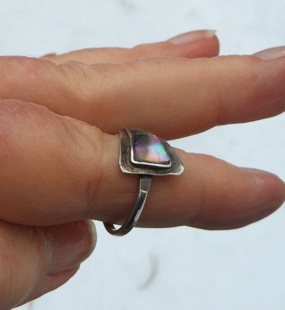 Sterling Silver Abalone Inlaid Wrap Ring Size 8 (… - image 5