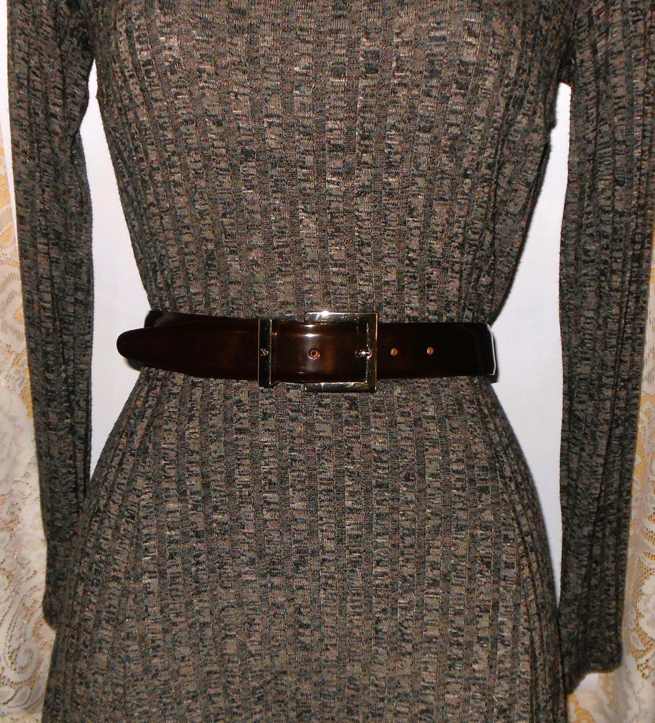 Calvin Klein Brown Italian Calfskin Belt With Silver Tone 