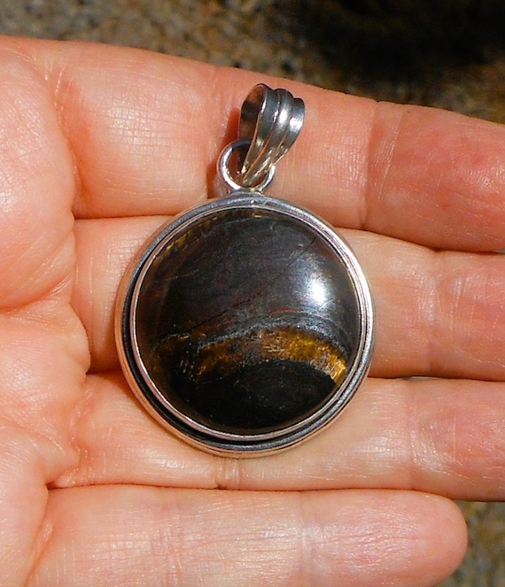 Sterling Silver Pendant With Large Natural Iron T… - image 1
