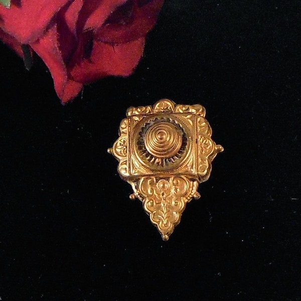 Clip de piel de tono dorado con lazo para reloj o accesorio fob - Era Art Déco de 1920 - Muy coleccionable - Envío gratuito dentro de los EE.UU.