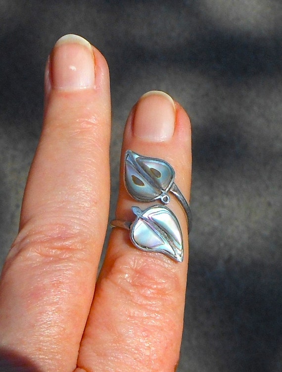 Sterling Silver Abalone Inlaid Wrap Ring Size 6 1… - image 6
