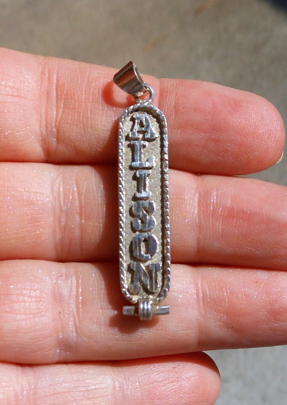 Sterling Silver Pendant With Name ALISON On One Si