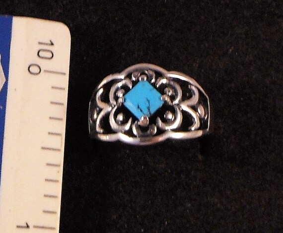 Sterling Silver Ring With Simulated Turquoise US … - image 9