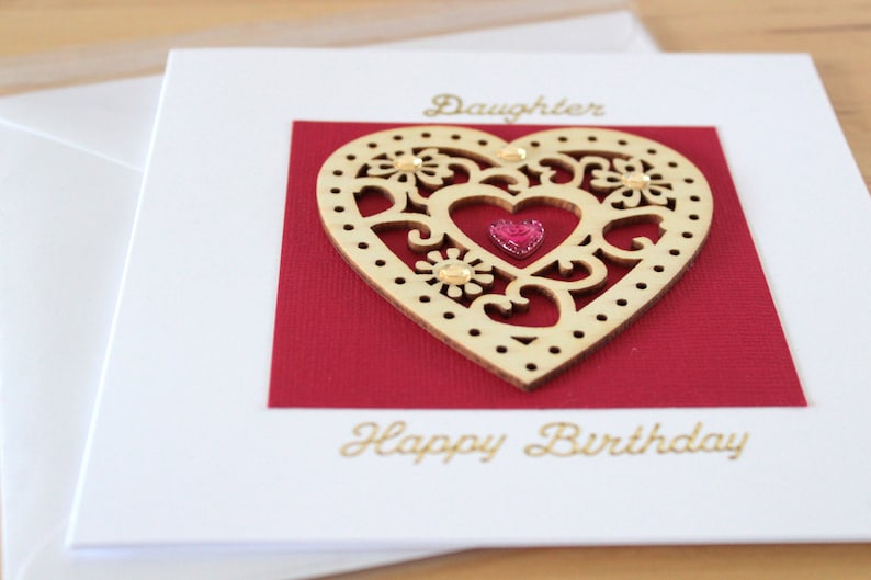 Luxury unique daughter birthday card Special Daughter Birthday Card gift Daughter Birthday Card Wooden Heart Daughter Birthday Card gift