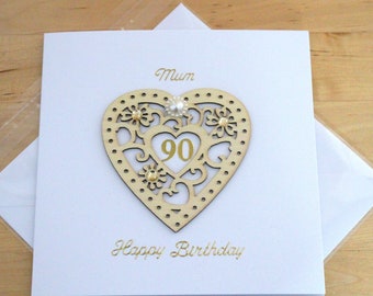 Unique 90th birthday card gift for woman, Personalised 90th birthday card for woman, Luxury Age 90th card gifts for mum grandma nan nana