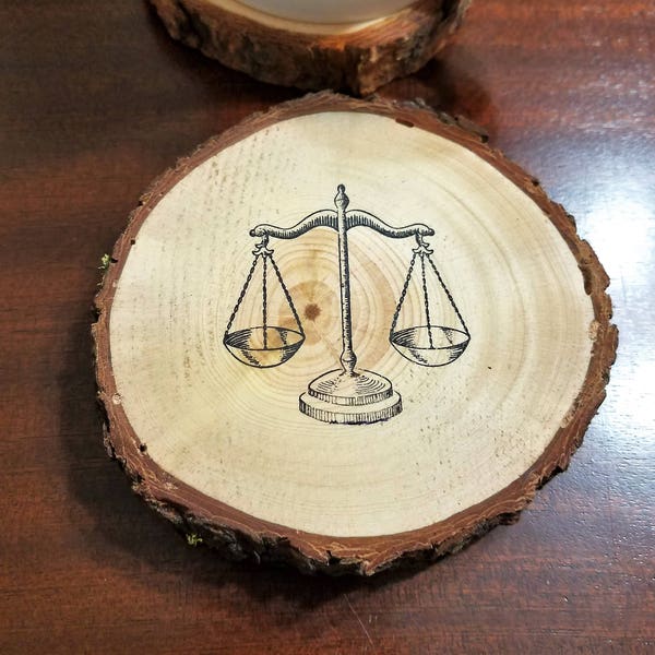 Law and Order Handcrafted Rustic Coaster Set, American Reclaimed Wood Slices, American Made