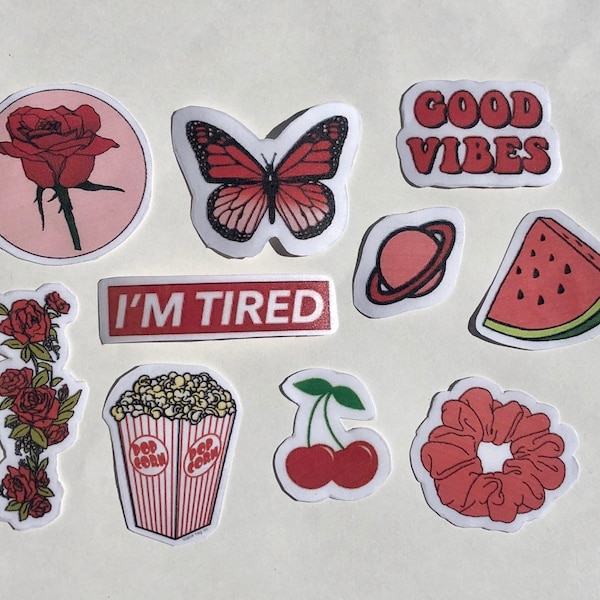 Aesthetic Red Stickers - Etsy