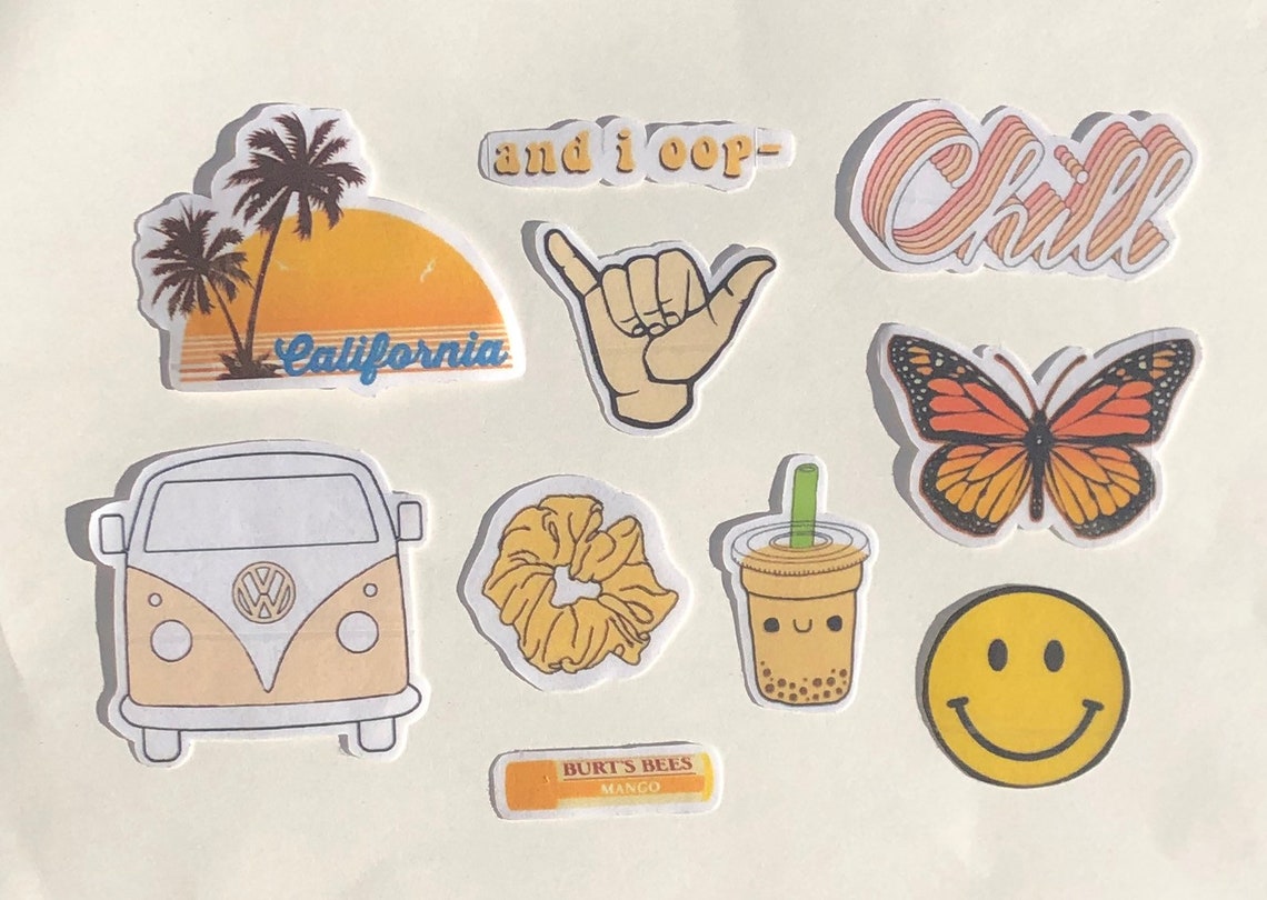 Orange Aesthetic Waterproof Stickers / Laptop Decal Vinyl Etsy UK