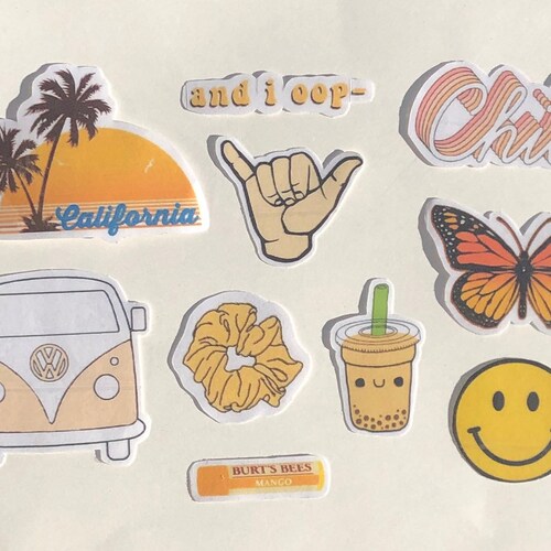 orange aesthetic waterproof stickers laptop decal vinyl etsy australia