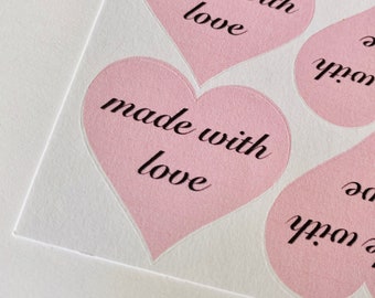 made with love packaging stickers / cute packaging stickers, small business packaging, packaging supplies, heart stickers, pink packaging