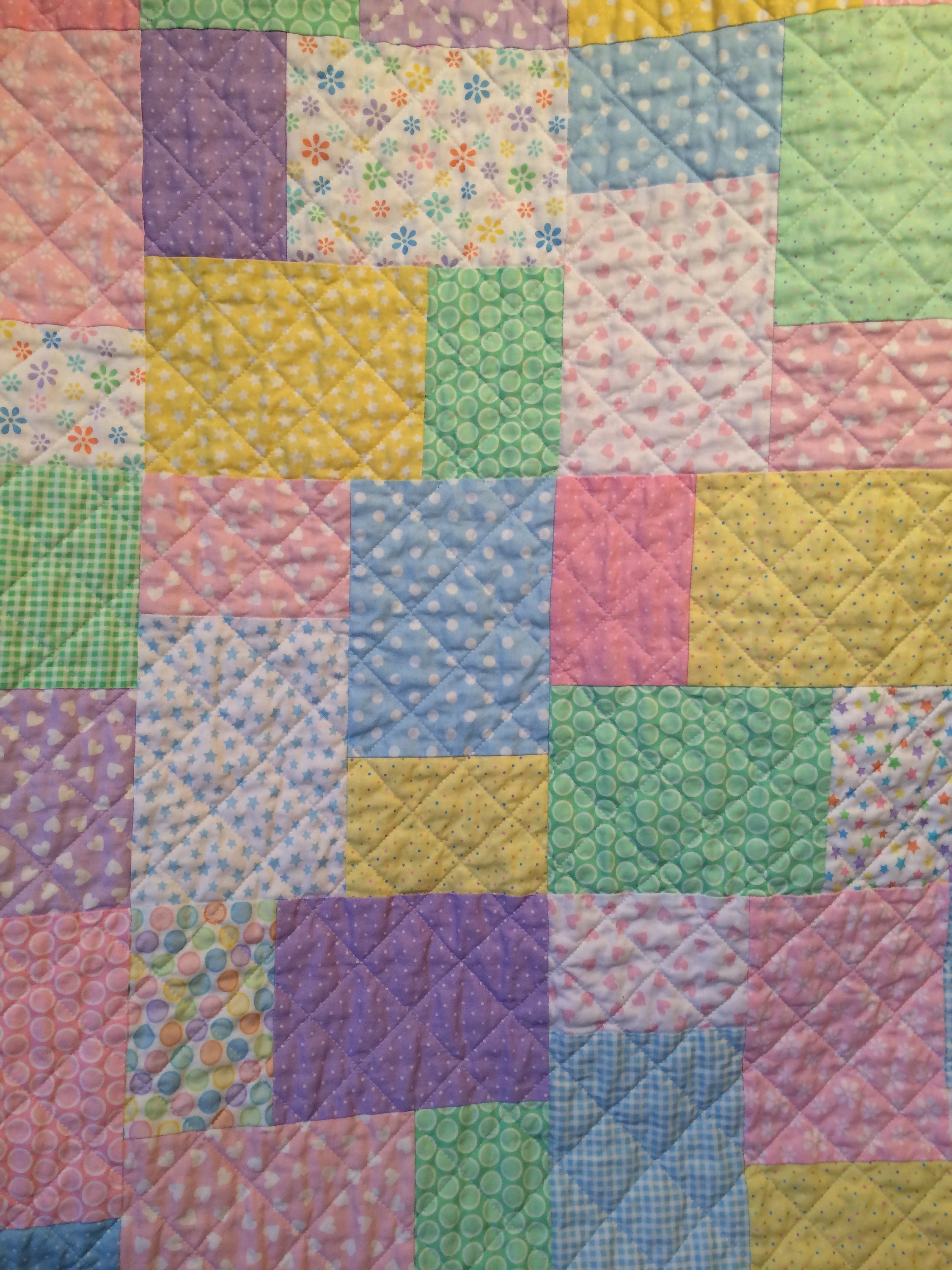 Baby Girl Quilt Pink Yellow Blue Green Purple White Etsy