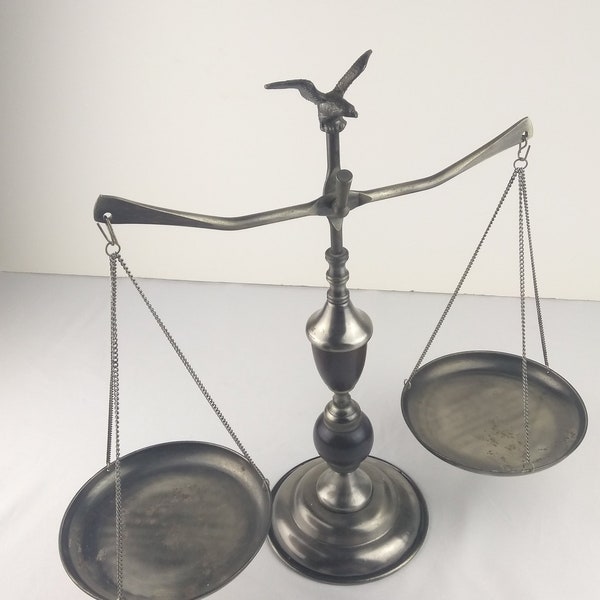 Vintage Metal Scales of Justice with Eagle on Top