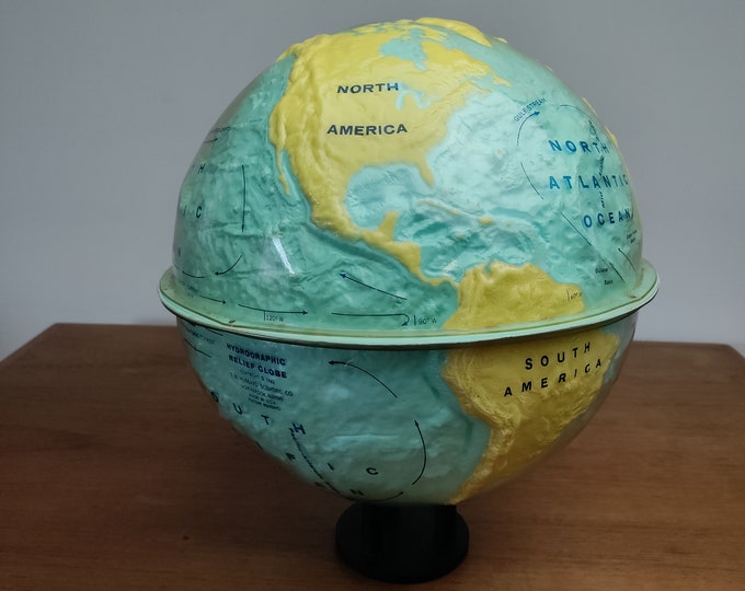 Vintage Hydrographic Relief Globe Etsy