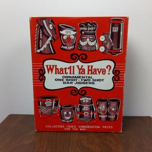 New Old Stock Vintage Novelty Shot Glass Set