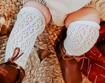 2 Pairs Girls Cable Knit Knee High Satin Bow Socks