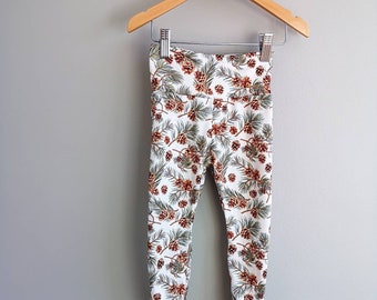 Pine cone slim pants, soft brushed polyester pants, holiday clothes