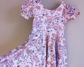 Unicorn birthday twirl Dress, toddler & kids clothing, girls clothing, special occasion