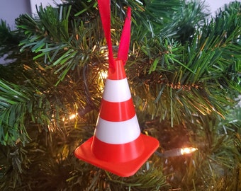 Construction Safety Cone Christmas Tree Ornament - Maintenance Worker Gift - Orange & White - Traffic Safety - Highway Street Road